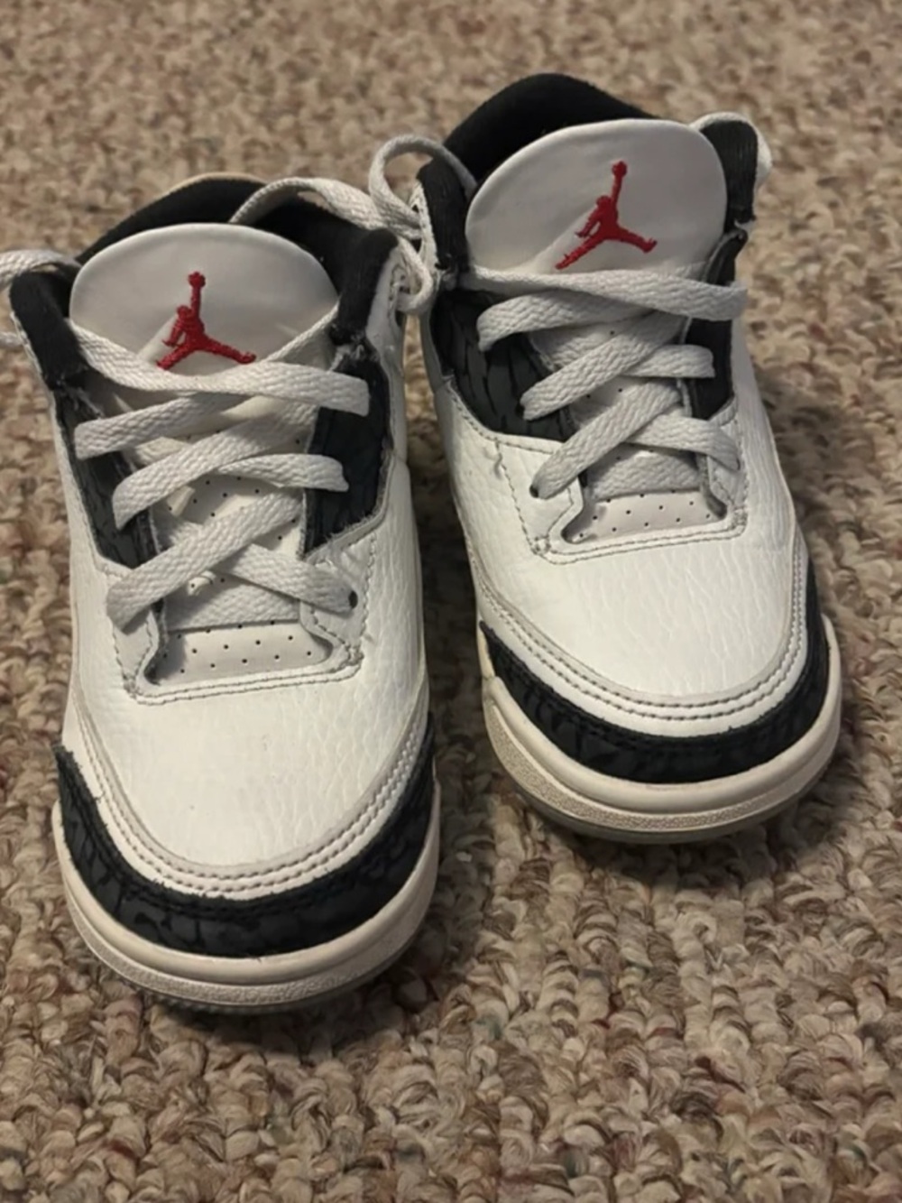 Jordan Kids White Black Red Retro Sneakers